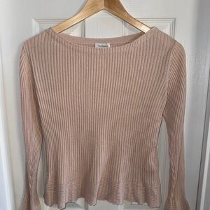 Sundance Ribbed Embroidered Long Sleeve Top PM Soft Pink Silk Cashmere Feminine